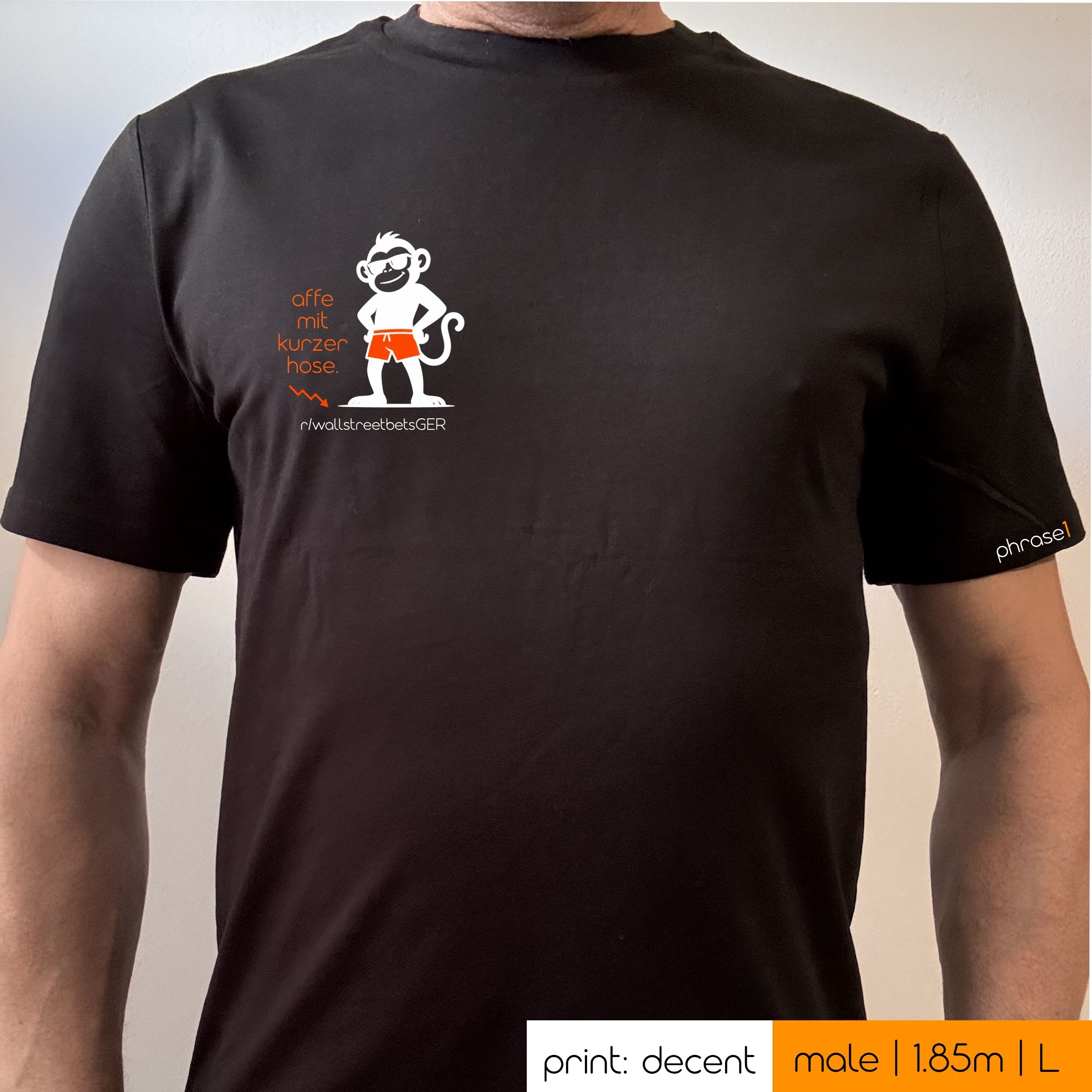 Premium T-Shirt mit Spruch "affe mit kurzer hose." und visual Affe